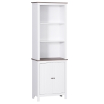 HomCom 69" Wood Free Standing Bathroom Linen Tower Storage Cabinet - White
