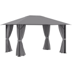 Outsunny 10' x 13' Patio Gazebo Aluminum Frame Outdoor Canopy Shelter with Sidewalls, Vented Roof for Garden, Lawn, Backyard and Deck, Grey