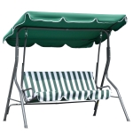 Outsunny 3-Person Patio Swing Chair, Outdoor Canopy Swing Bench with Adjustable Shade, Cushion and Durable Steel Frame, Green
