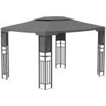 Outsunny 13' x 10' Patio Gazebo Canopy Outdoor Shelter w/ Double Vented Roof, Grey