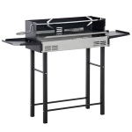 Outsunny BBQ Rotisserie Grill Roaster Charcoal Spit Roasting Machine for Chicken, Turkey with 3-Level Grill Grate, Foldable Storage Shelves, & Wind Deflector, Stainless Steel