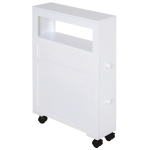 HOMCOM 6” x 20.5” x 28” Portable Narrow Bathroom Side Storage Cabinet - White