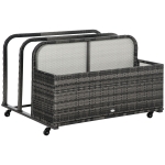 Outsunny Rattan Wicker Rolling Pool Storage Organizer for Floats, Noodles, Paddles, Balls, Towels, Accessories, Grey