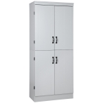 HOMCOM 70" 4-Door Kitchen Pantry, Freestanding Storage Cabinet, 6-tier Cupboard with Adjustable Shelves for Living Room, Grey
