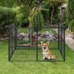 Pawhut Heavy Duty Metal Dog Playpen Puppy Play Pen Rabbit Pig Hutch Run Enclosure Foldable Black 31" x 39.25"