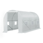 Outsunny 14.8' x 6.6' x 6.6' Walk-in Tunnel Greenhouse Portable Garden Plant Growing House with Door and Ventilation Window - White