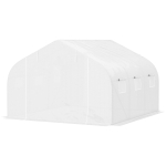 Outsunny 11.5' x 10' x 6.5' Outdoor Portable Walk-In Tunnel Greenhouse with Roll-up Windows & Zippered Entrance - White