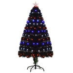 HOMCOM 4ft Tall Artificial Tree Multi-Colored Fiber Optic LED Pre-Lit Holiday Home Christmas Decoration - Pink
