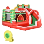 Outsunny Kids Bounce House 4 in 1 Trampoline w/ Slide, Inflator, Pool & Carry Bag