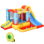 Outsunny 4-in-1 Kids Inflatable Bounce House Jumping Castle with 2 Slides, Climbing Wall, Trampoline & Water Pool Area