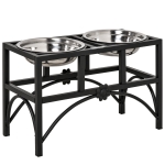 PawHut 17" Double Stainless Steel Heavy Duty Dog Food Bowl Elevated Pet Feeding Station