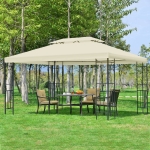 Outsunny 10x13ft Patio Outdoor Canopy Steel Gazebo Vented Roof Cream White