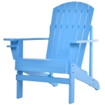 Outsunny Oversized Adirondack Chair, Outdoor Fire Pit and Porch Seating, Classic Log Lounge w/ Built-in Cupholder for Patio, Backyard, Garden, Lawn, Deck, Blue
