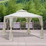 Outsunny 9.7' Outdoor Patio Gazebo Pavilion Canopy Tent Steel 2-tier Roof with Netting
