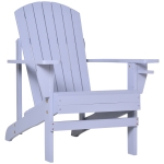 Outsunny Oversized Adirondack Chair, Outdoor Fire Pit and Porch Seating, Classic Log Lounge w/ Built-in Cupholder for Patio, Backyard, Garden, Lawn, Deck, Grey