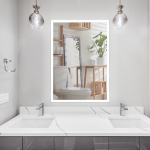 kleankin 28" x 20" LED Bathroom Mirror, Wall Mounted Lighted Vanity Mirror, with 3 Color, Smart Touch, Horizontally and Vertically, Plug-in, Silver