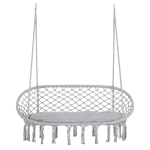Outsunny Hammock Chair Cotton Rope Porch with Cushion for Indoor Outdoor Using