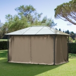 Outsunny 10' x 12' Universal Gazebo Sidewall Set with 4 Panels, Hooks/C-Rings Included for Pergolas & Cabanas, Brown