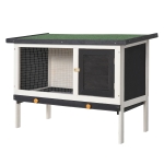 PawHut Wooden Rabbit Hutch, Bunny Cage for Small Pet w/ Slide-out Tray, Openable Roof