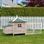 PawHut 77" Chicken Coop Hen House Rabbit Hutch Poultry Cage Pen Outdoor Backyard with Nesting Box Run Natural