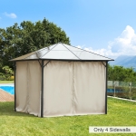 Outsunny 10' x 10' Universal Gazebo Sidewall Set with 4 Panels, Hooks/C-Rings Included for Pergolas & Cabanas, Beige