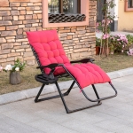 Outsunny Padded Zero Gravity Chair, Folding Recliner Chair, Patio Lounger with Cup Holder, Adjustable Backrest, Removable Cushion for Outdoor, Patio, Deck, and Poolside, Red