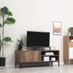 HOMCOM Retro TV Cabinet for TVs up to 50", TV Stand with 3 Compartments, Media Console with Sliding Door for Living Room, Coffee