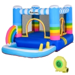 Outsunny 2-in-1 Kids Inflatable Bounce House Jumping Castle with Trampoline and Pool, with Carry Bag & Inflator Included