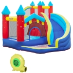 Outsunny Kids Inflatable Bounce Castle House with Slide, Water Pool, Climbing Wall with Inflator