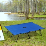 Outsunny 76" 2 Person Folding Camping Cot Travel Hiking Bed w/ Carrying Bag Blue