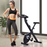 Soozier Foldable Magnetic Exercise Stationary Bike with Adjustable Resistance, Digital Monitor with Tablet/Phone Holder for Health & Fitness, Black