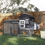 PawHut 84'' Chicken Coop Deluxe Wooden House Hen Backyard Poultry Hutch Run Box