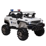 Aosom 12V Ride On Car 2- Seat Police Truck w/ Remote Control, 3 Speeds, LED Light Bar, Audio Input - White