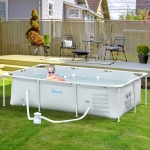 Outsunny 8.3ft x 5ft x 26in Frame Above Ground Swimming Pool Set with Filter Pump Filter Cartridge Reinforced Sidewalls Grey