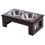 PawHut 17" Elevated Raised Dog Feeder Stainless Steel Double Bowl Food Water Pet Dish