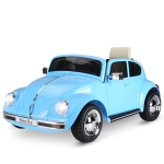 Aosom Licensed Volkswagen Beetle Electric Kids Ride-On Car 6V Battery Powered Toy with Remote Control Music Horn Lights MP3 for 3-6 Years Old Blue