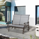 Outsunny Garden Double Gliding Chair, Patio Glider Armchair for Outdoor, Backyard Mesh Seat and Backrest, Steel Frame, Light Grey