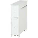 kleankin Slim Bathroom Cabinet, Freestanding Toilet Paper Storage with Two Drawers, Side Towel Rack, Four Castors, White