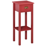 HOMCOM 2-Tier Side Table with Drawer Shelf, Slim End Table for Living Room Hallway, Red