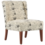 HOMCOM Upholstered Armless Accent Chair, Leisure Side Chair with Wingback, Soft Linen Fabric and Solid Wood Legs - Paris
