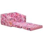 Qaba Kids Fold-Out Couch/Chair Lounger with Space-Themed Washable Fabric & Removable Cushion for 3-6 Years Old - Pink