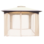 Outsunny 10' x 12' Outdoor Gazebo with Mesh Netting Sidewalls for Shade and Rain, Patio Gazebo Canopy with 2-Tier Soft Top Roof and Steel Frame for Lawn, Garden, Backyard and Deck