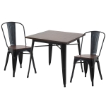 HOMCOM 3 Piece Industrial Style Dining Table and Chairs Set Metal Frame Desk Seat for 2