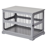 PawHut Decorative Dog Cage/Crate Kennel with Strong Construction Materials & a Classic Americana Style, Grey