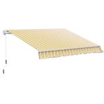 Outsunny 12' x 10' Manual Retractable Awning Outdoor Patio Exterior Window Awning with Adjustable & Versatile Design - Yellow and Grey