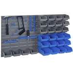 DURHAND 44 Piece Wall Mounted Pegboard Tool Organizer Rack Kit with Various Sized Storage Bins, Pegboard, & Hooks - Blue
