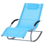 Outsunny Chaise Rocker Patio Lounge Chair Swing Recliner Relaxer w/ Pillow - Blue