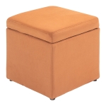 HOMCOM 16" Microfiber Upholstered Cube Storage Ottoman Footrest Seat with Hinged Lid, Cinnamon Brown