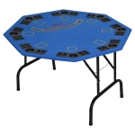 Soozier 47" 8 Player Folding Octagon Poker Table Blackjack Poker Game with Cup Holders - Blue