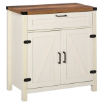 HOMCOM Farmhouse Sideboard, Wooden Accent Buffet Cabinet with Drawer and Adjustable Shelf for Kitchen, White